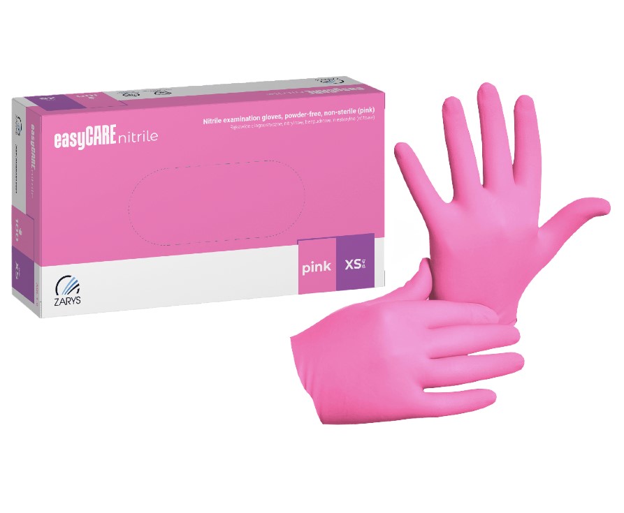 Puderfreie Nitrilhandschuhe 100St. XS rosa EasyCare